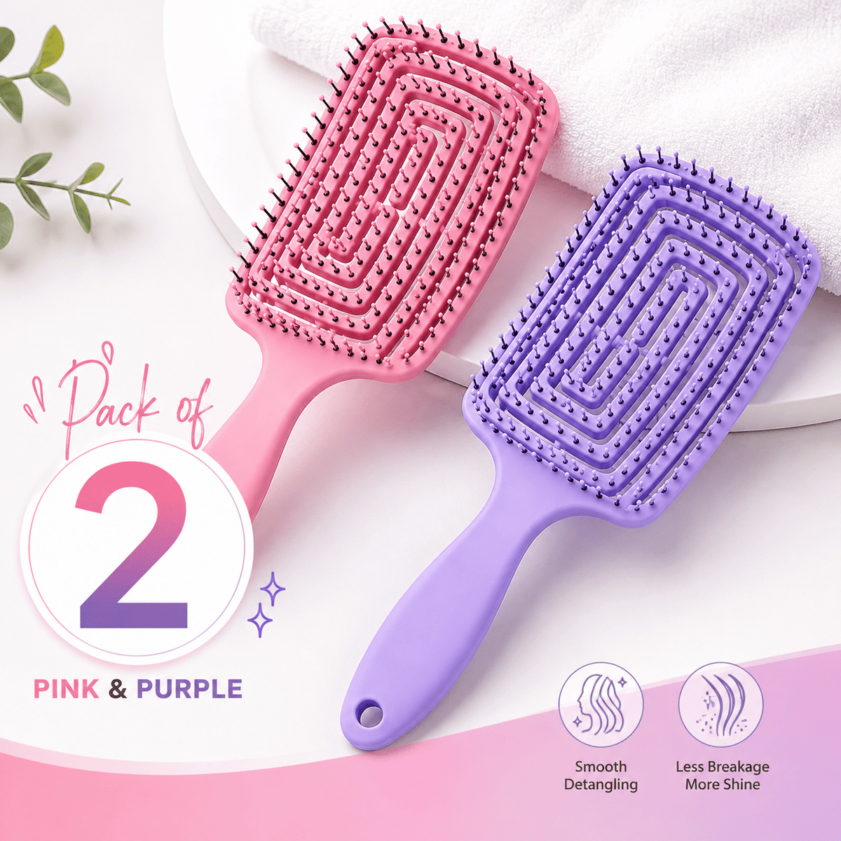 KnotZero Hair Brush Pack of 2